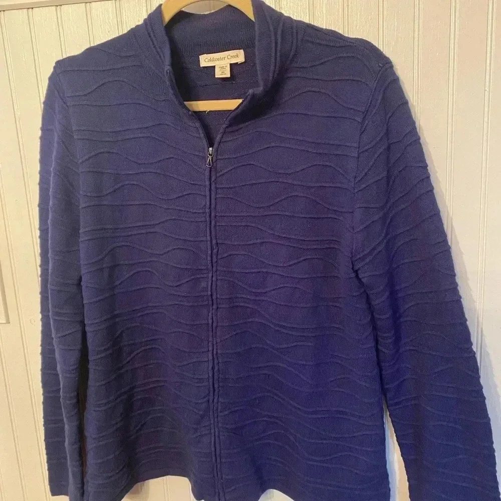 Coldwater Creek wavy textured zip up sweater